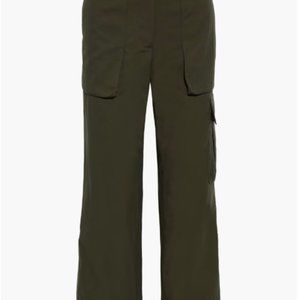 Helmut Lang Wide Leg Canvas Cargo Pants, Olive Green - US 4